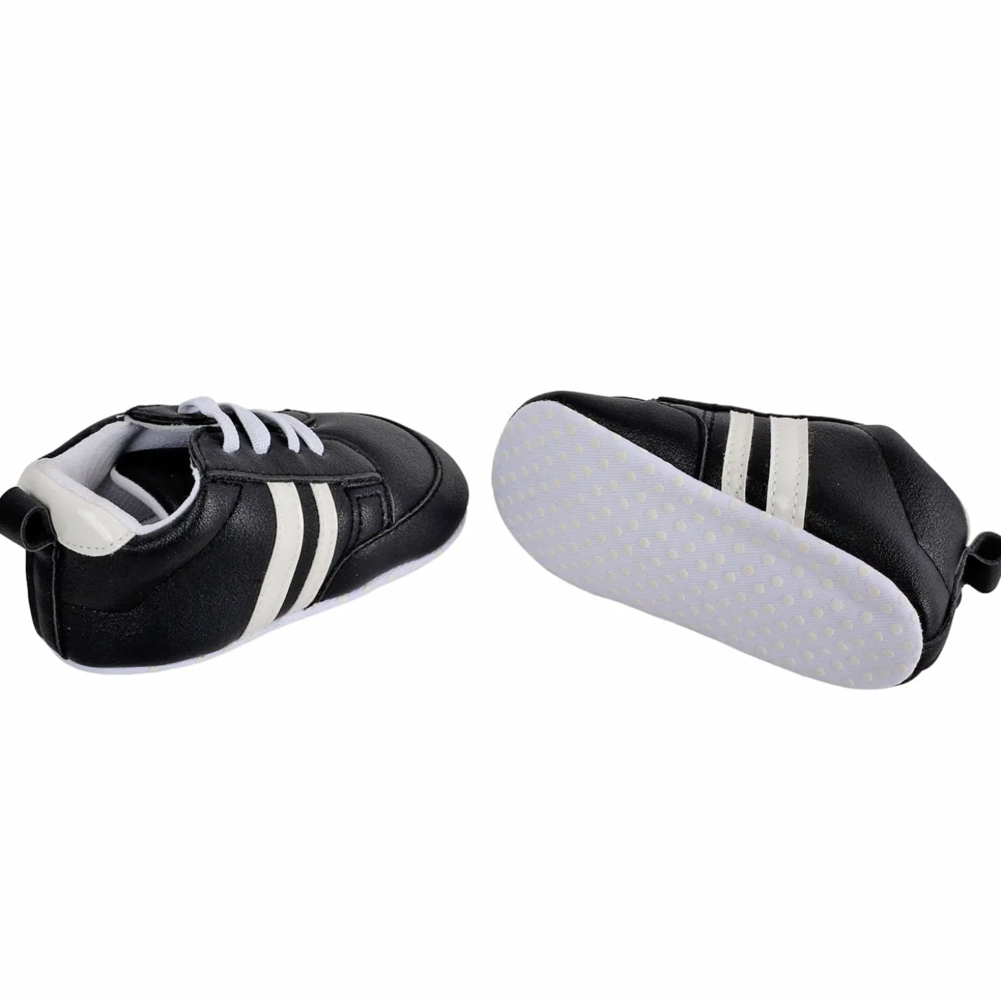 Baby Moo White Stripes On Black Sneakers