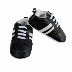 Baby Moo White Stripes On Black Sneakers