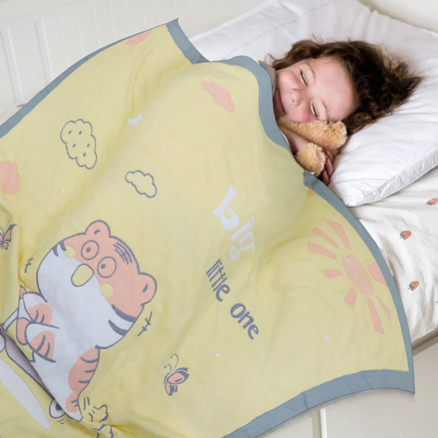 Baby Moo Wild Tiger All Season Medium Muslin Blanket - Yellow