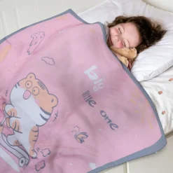 Baby Moo Wild Tiger All Season Medium Muslin Blanket - Pink