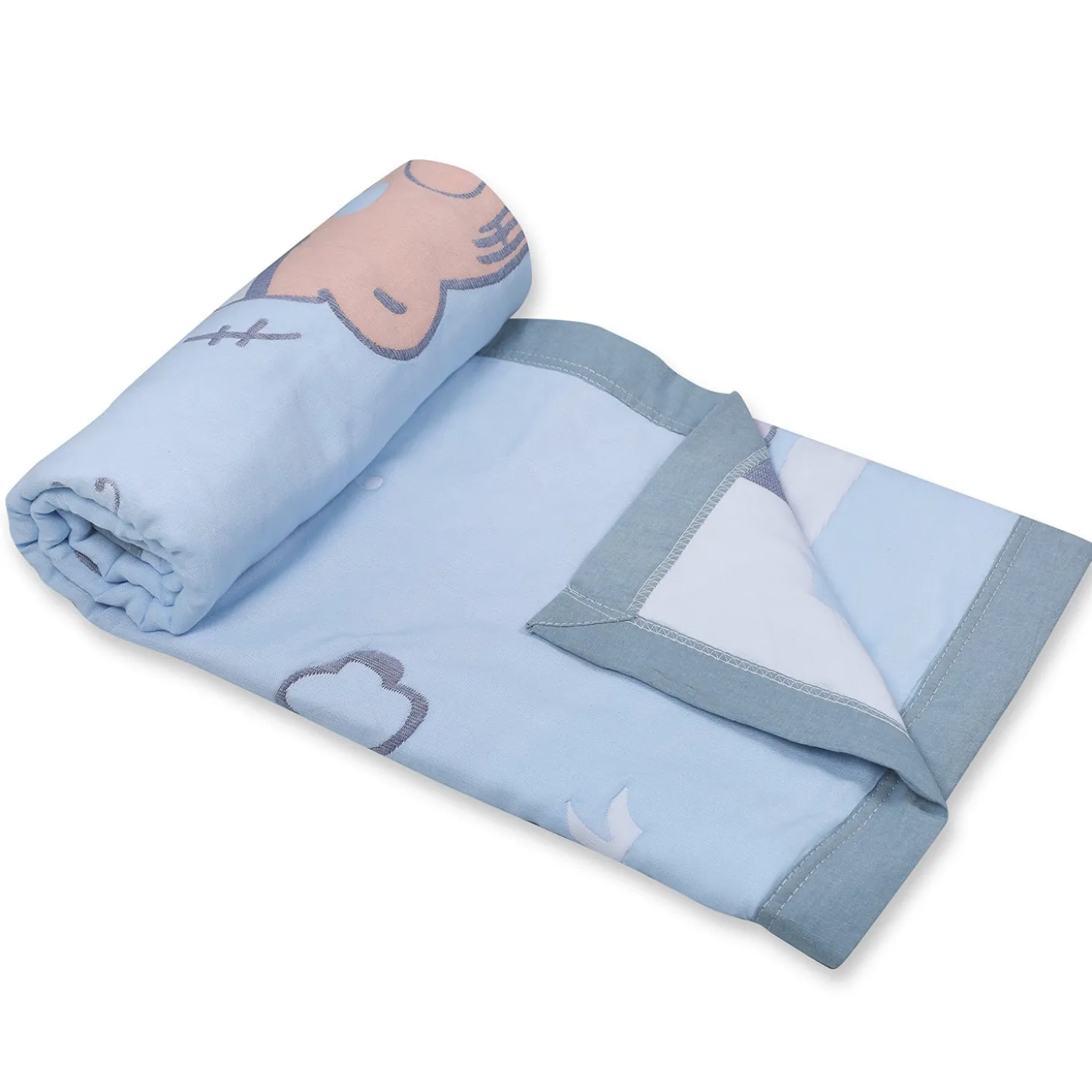 Baby Moo Wild Tiger All Season Medium Muslin Blanket - Blue
