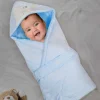 Baby Moo Workaholic Bear 100 % Cotton Wrapper - Blue