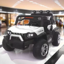 Baby Moo Wrangler 4X4 Battery Operated Electric Ride On Jeep With Rechargeable 12V Battery, Remote Control - White