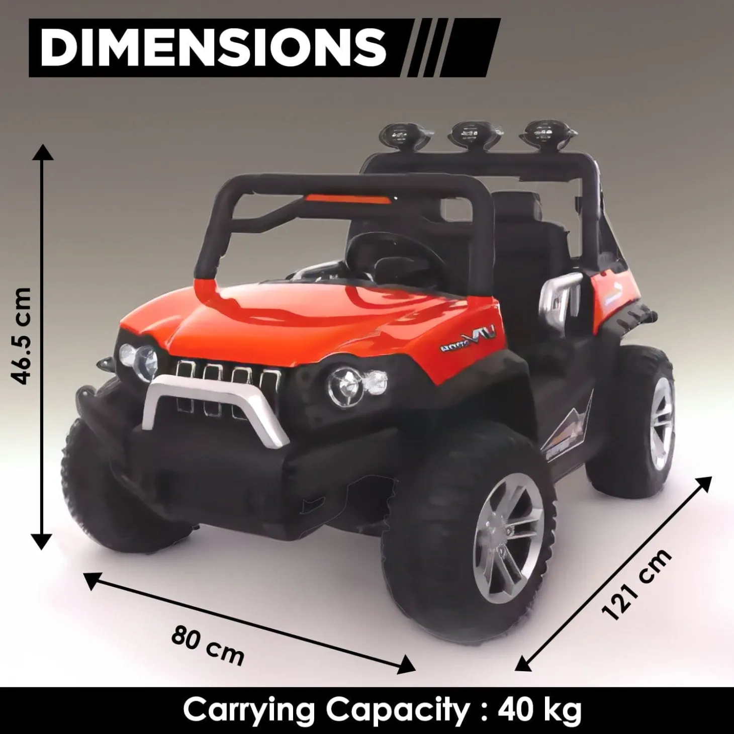Baby Moo Wrangler 4X4 Battery Operated Electric Ride On Jeep With Rechargeable 12V Battery, Remote Control - Red