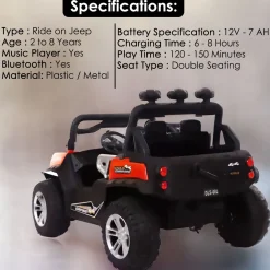 Baby Moo Wrangler 4X4 Battery Operated Electric Ride On Jeep With Rechargeable 12V Battery, Remote Control - Red