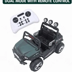 Baby Moo Wrangler 4X4 Battery Operated Electric Ride On Jeep With Rechargeable 12V Battery, Remote Control - Green