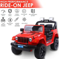 Baby Moo 4X4 Battery Operated Electric Ride On Jeep With Rechargeable 12V Battery, Remote Control Double Seat - Red