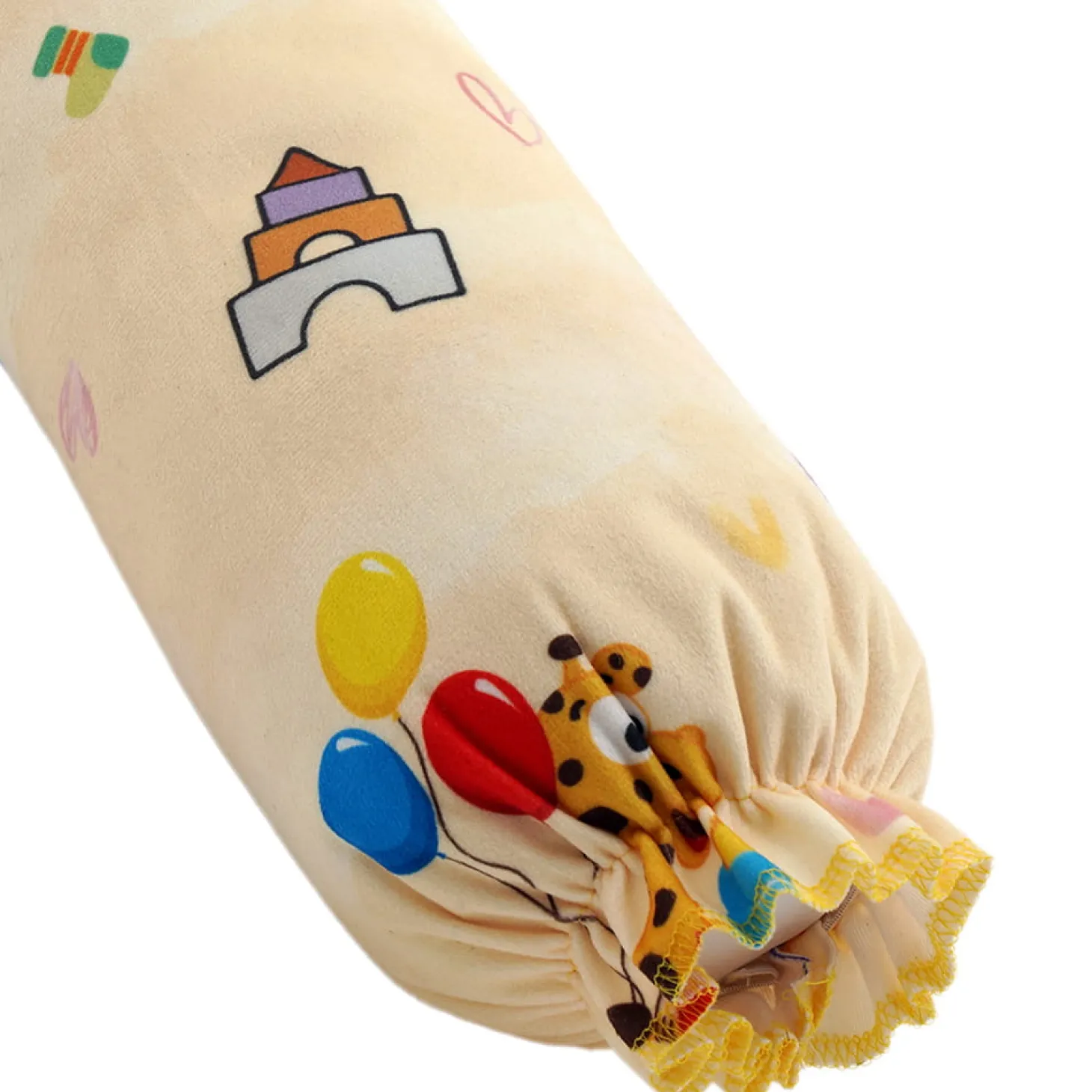 Baby Moo Zebra And Monkey 2 Pcs Velvet Large Bolster Set - Yellow