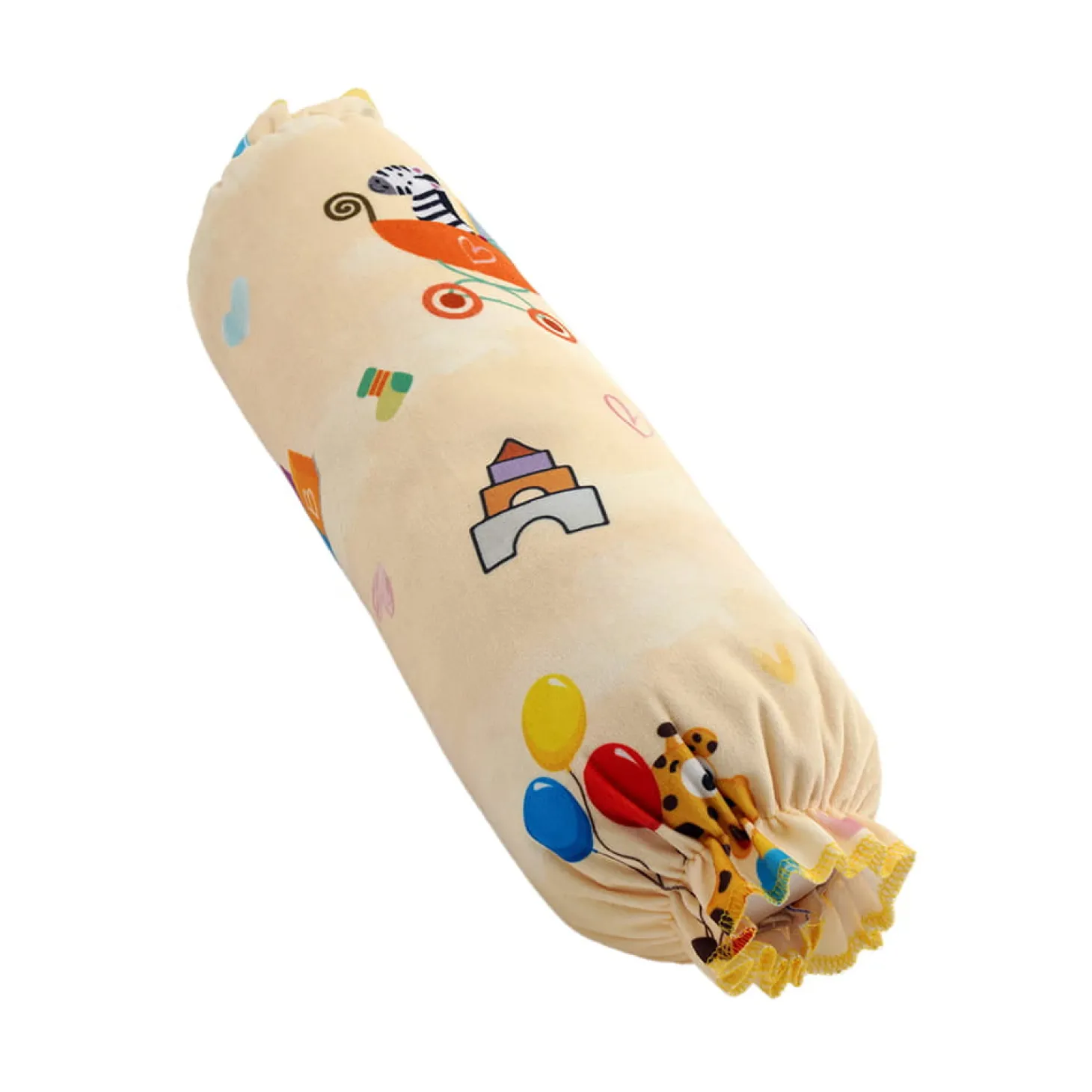 Baby Moo Zebra And Monkey 2 Pcs Velvet Large Bolster Set - Yellow