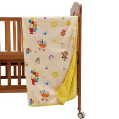 Baby Moo Zebra in Pram All Season Premium Blanket - Yellow