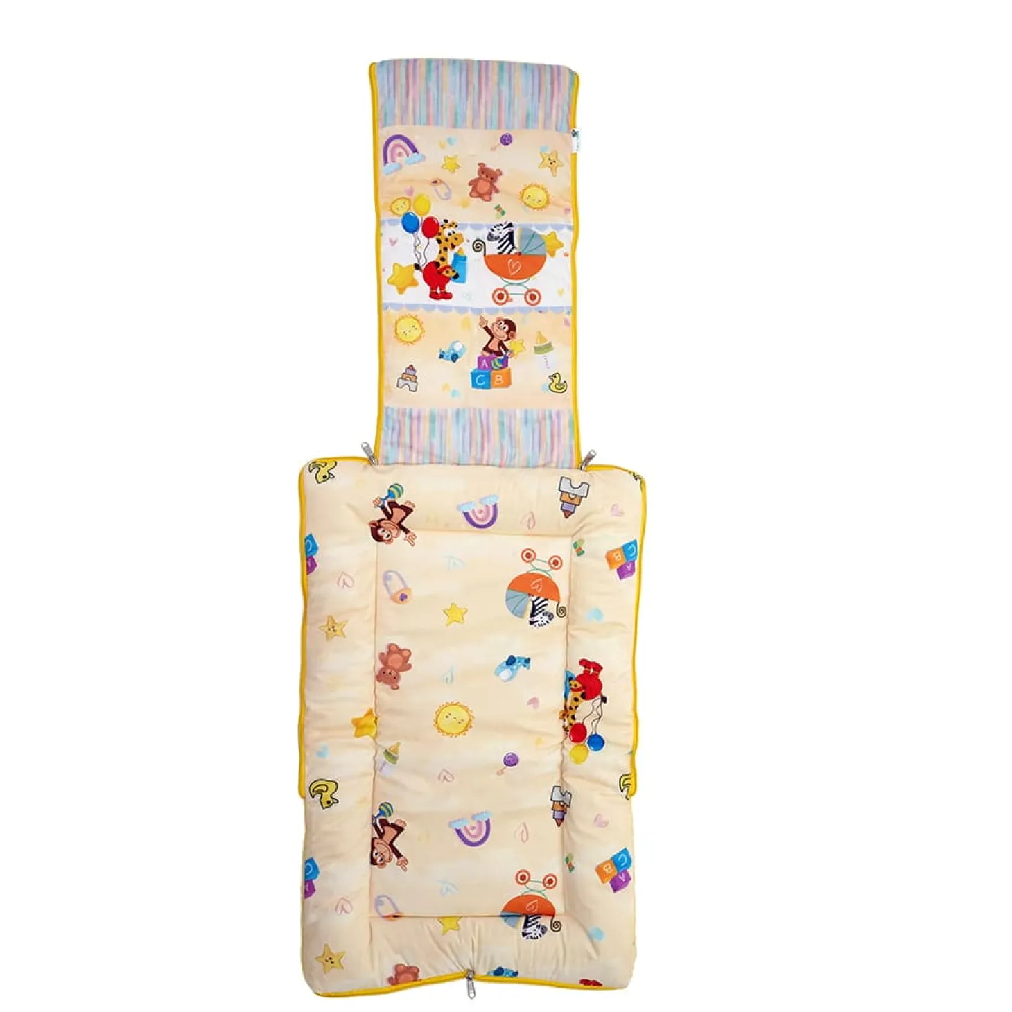 Baby Moo Zebra in Pram Premium Carry Nest Velvet With Fur Lining Sleeping Bag - Yellow