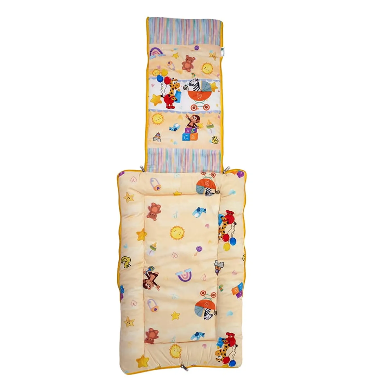 Baby Moo Zebra in Pram Premium Carry Nest Velvet With Hosiery Lining Sleeping Bag - Yellow