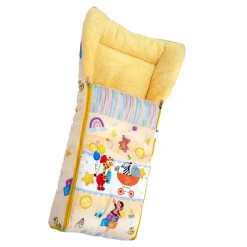 Baby Moo Zebra in Pram Premium Carry Nest Velvet With Fur Lining Sleeping Bag - Yellow