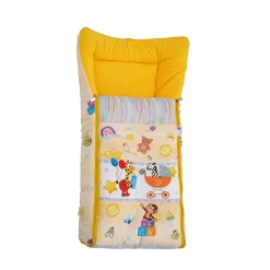 Baby Moo Zebra in Pram Premium Carry Nest Velvet With Hosiery Lining Sleeping Bag - Yellow