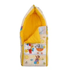 Baby Moo Zebra in Pram Premium Carry Nest Velvet With Hosiery Lining Sleeping Bag - Yellow