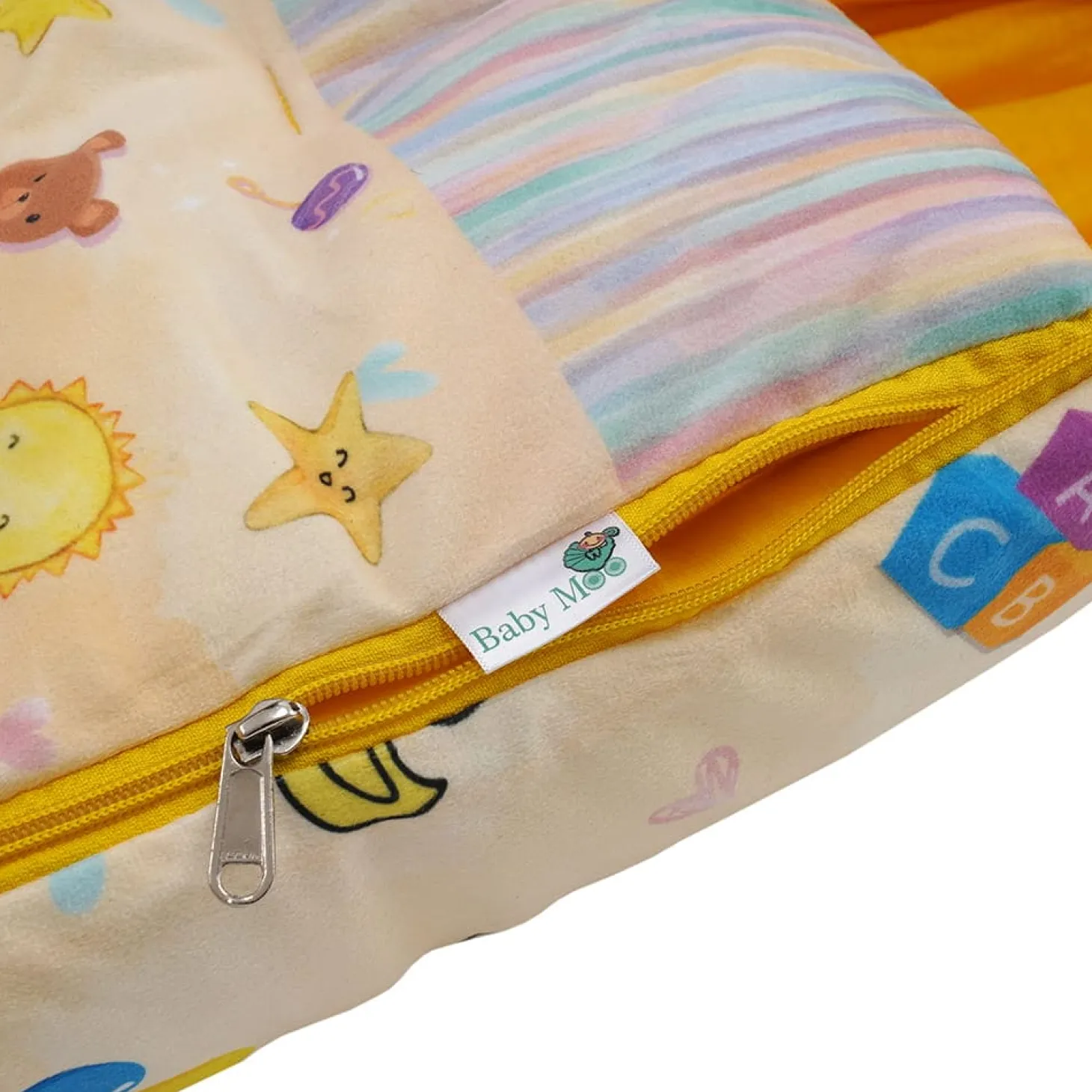 Baby Moo Zebra in Pram Premium Carry Nest Velvet With Hosiery Lining Sleeping Bag - Yellow