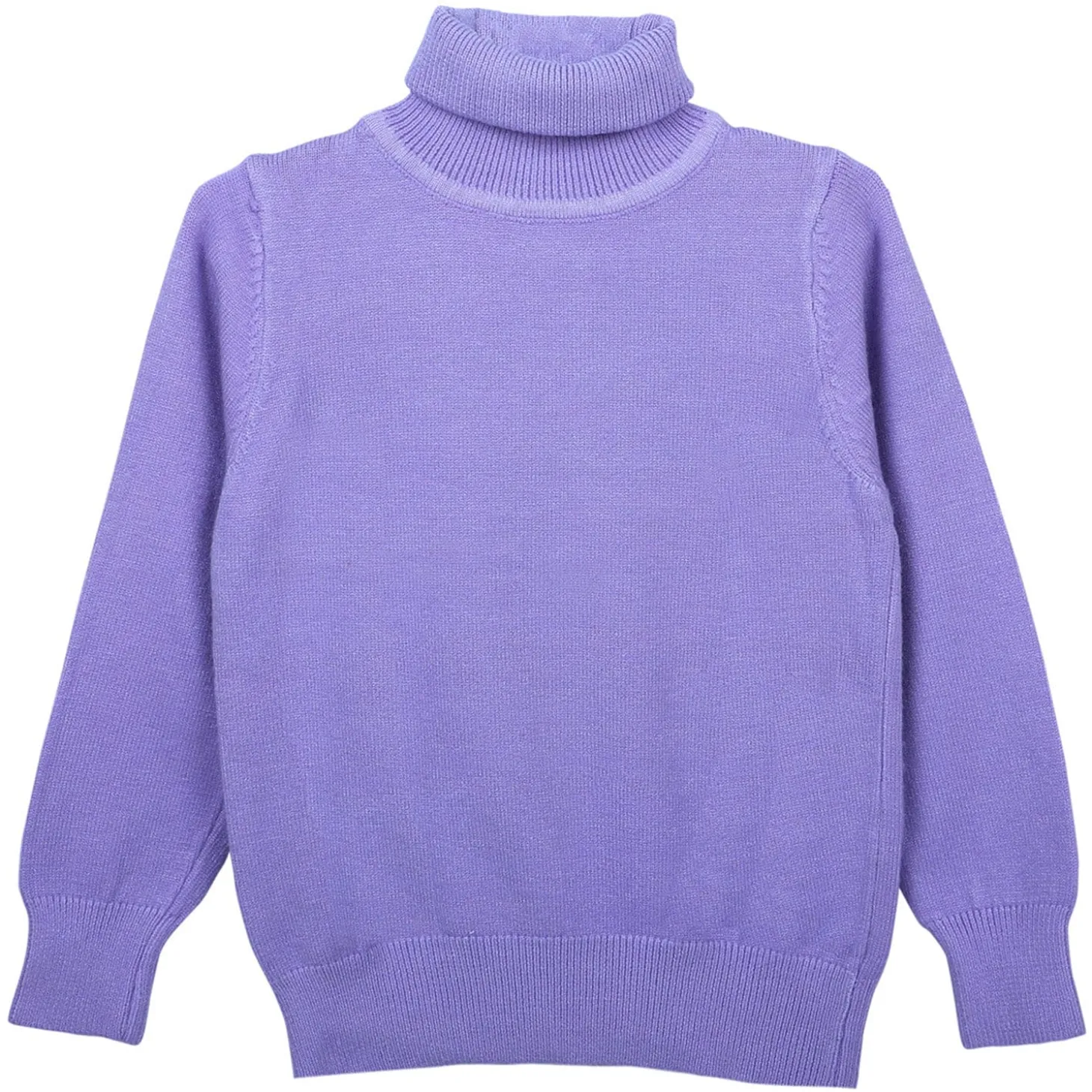 Basic Polo Neck Ribbed Premium Full Sleeves Knitted Kids Sweater - Purple