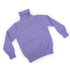 Basic Polo Neck Ribbed Premium Full Sleeves Knitted Kids Sweater - Purple