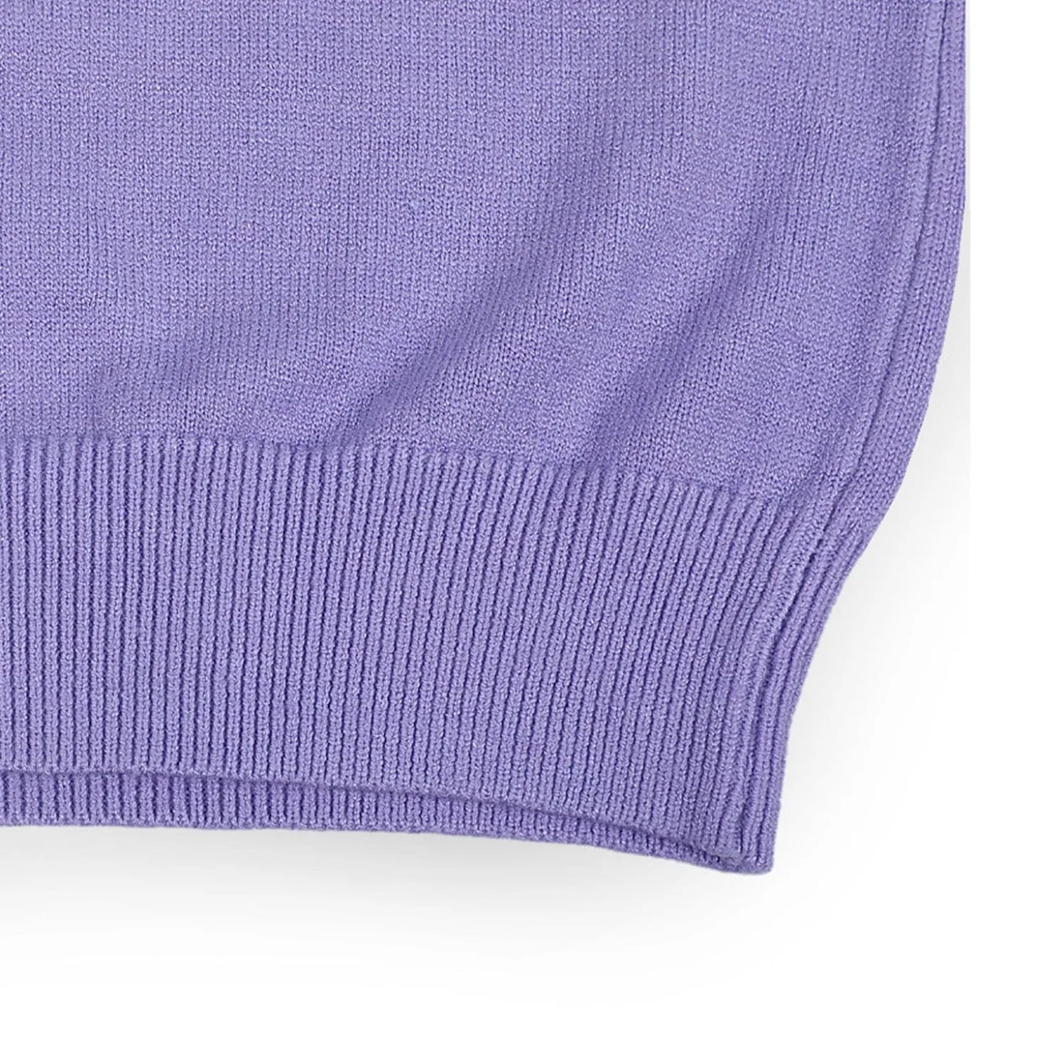 Basic Polo Neck Ribbed Premium Full Sleeves Knitted Kids Sweater - Purple