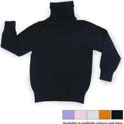 Basic Polo Neck Ribbed Premium Full Sleeves Knitted Kids Sweater - Black