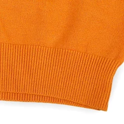 Basic Polo Neck Ribbed Premium Full Sleeves Knitted Kids Sweater - Orange
