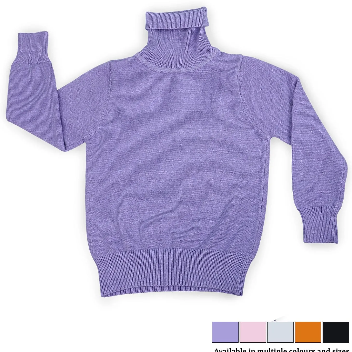 Basic Polo Neck Ribbed Premium Full Sleeves Knitted Kids Sweater - Purple