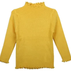 Basic Ribbed Premium Full Sleeves Knitted Kids Sweater - Yellow