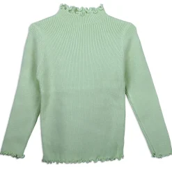 Basic Ribbed Premium Full Sleeves Knitted Kids Sweater - Green