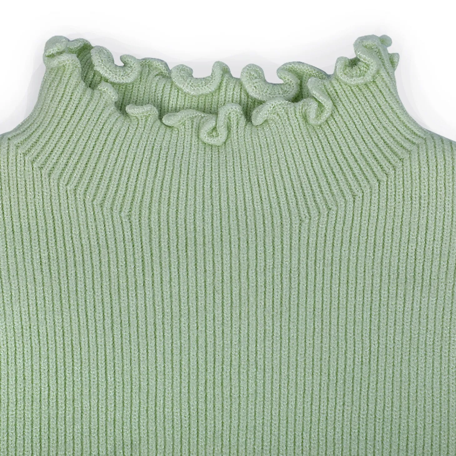 Basic Ribbed Premium Full Sleeves Knitted Kids Sweater - Green