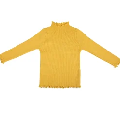Basic Ribbed Premium Full Sleeves Knitted Kids Sweater - Yellow