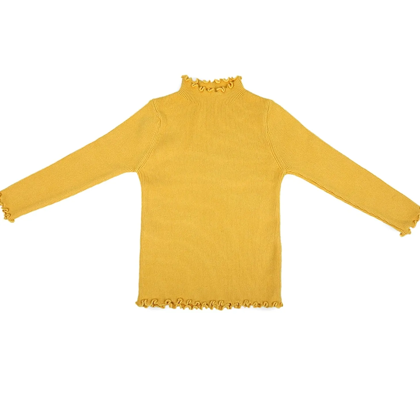 Basic Ribbed Premium Full Sleeves Knitted Kids Sweater - Yellow