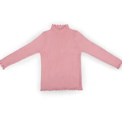 Basic Ribbed Premium Full Sleeves Knitted Kids Sweater - Pink