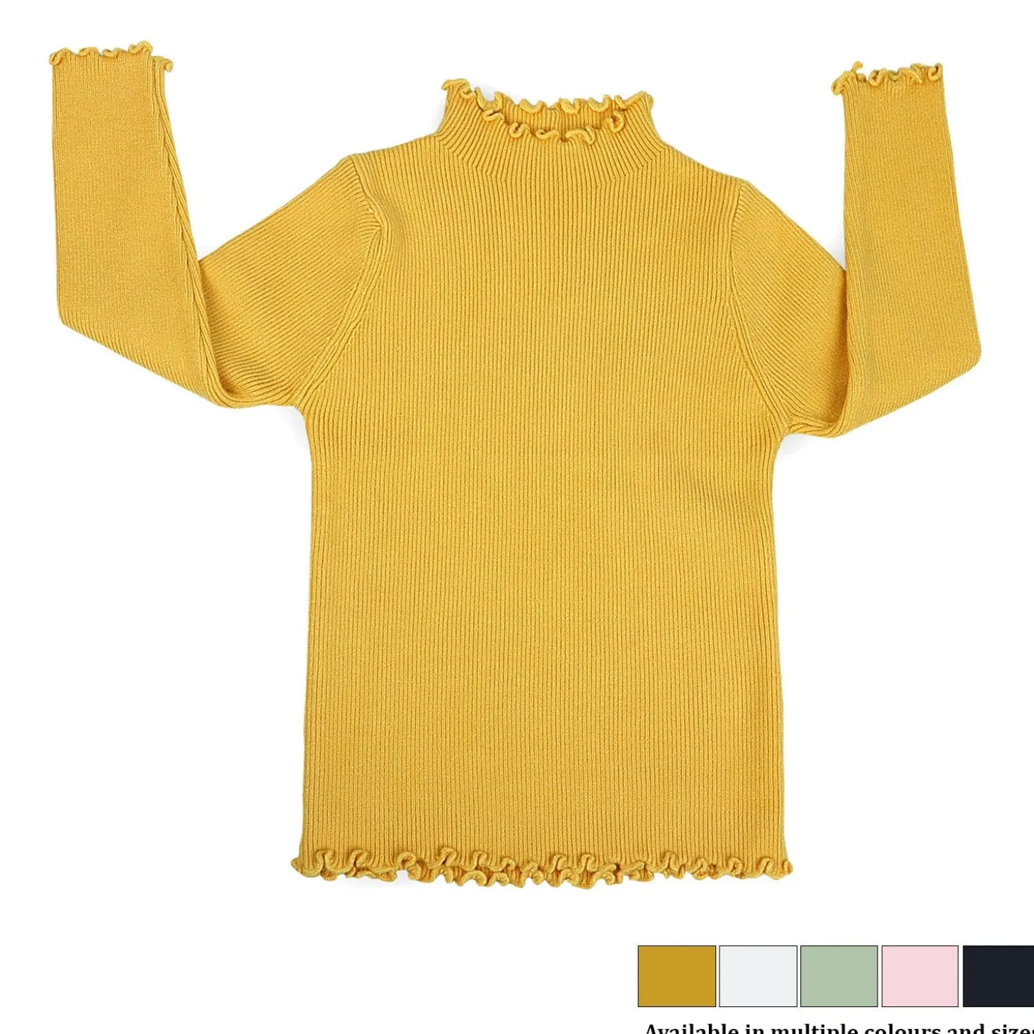Basic Ribbed Premium Full Sleeves Knitted Kids Sweater - Yellow