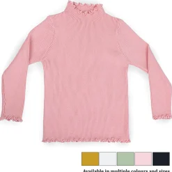 Basic Ribbed Premium Full Sleeves Knitted Kids Sweater - Pink