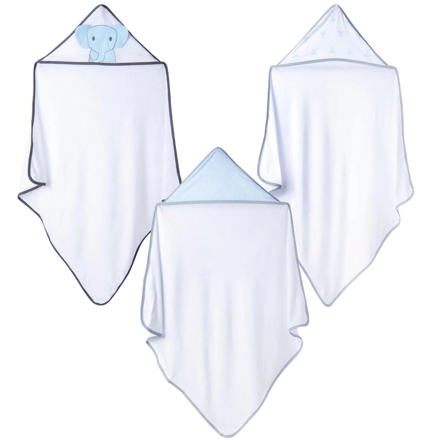 Bathing Hooded Towel Pack Of 3 Elephant Blue