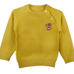 Bear Embroidery Premium Full Sleeves Knitted Sweater - Mustard