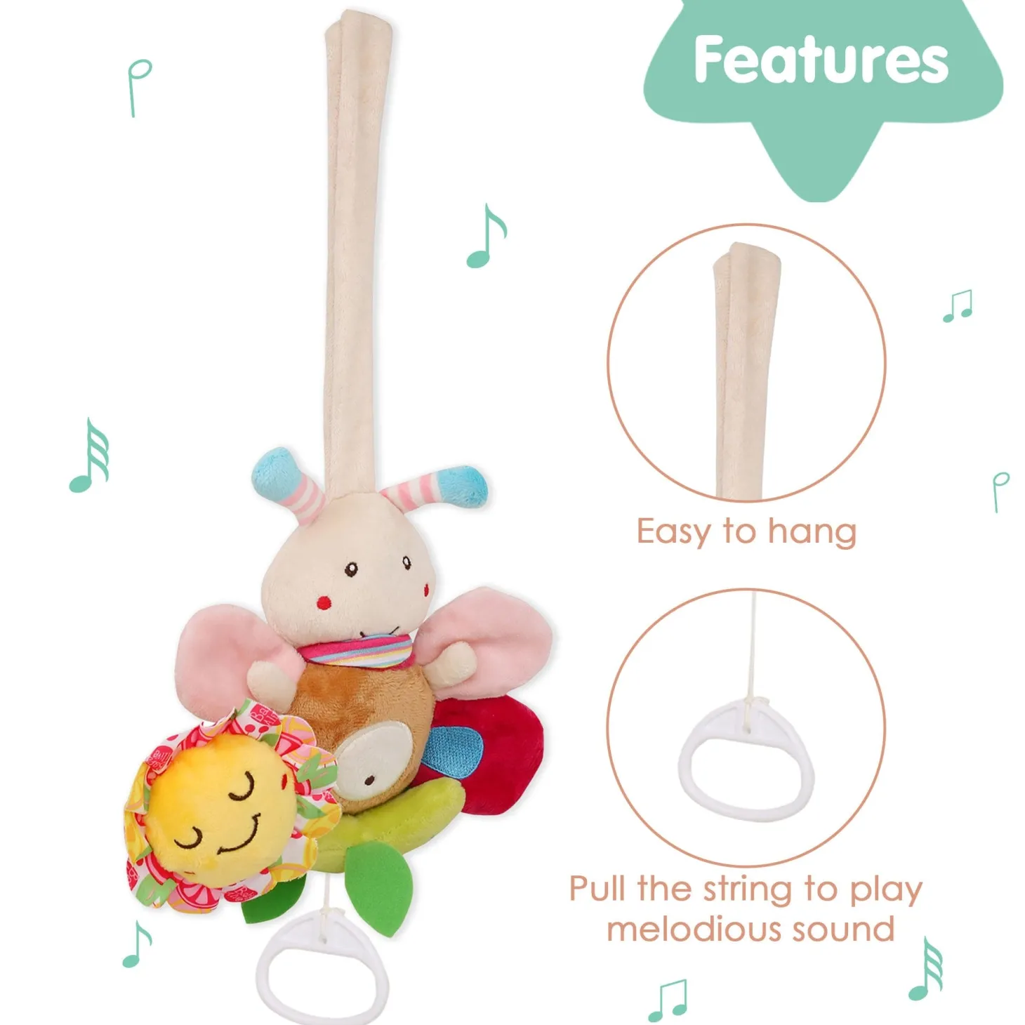 Bee Multicolour Hanging Pulling Toy