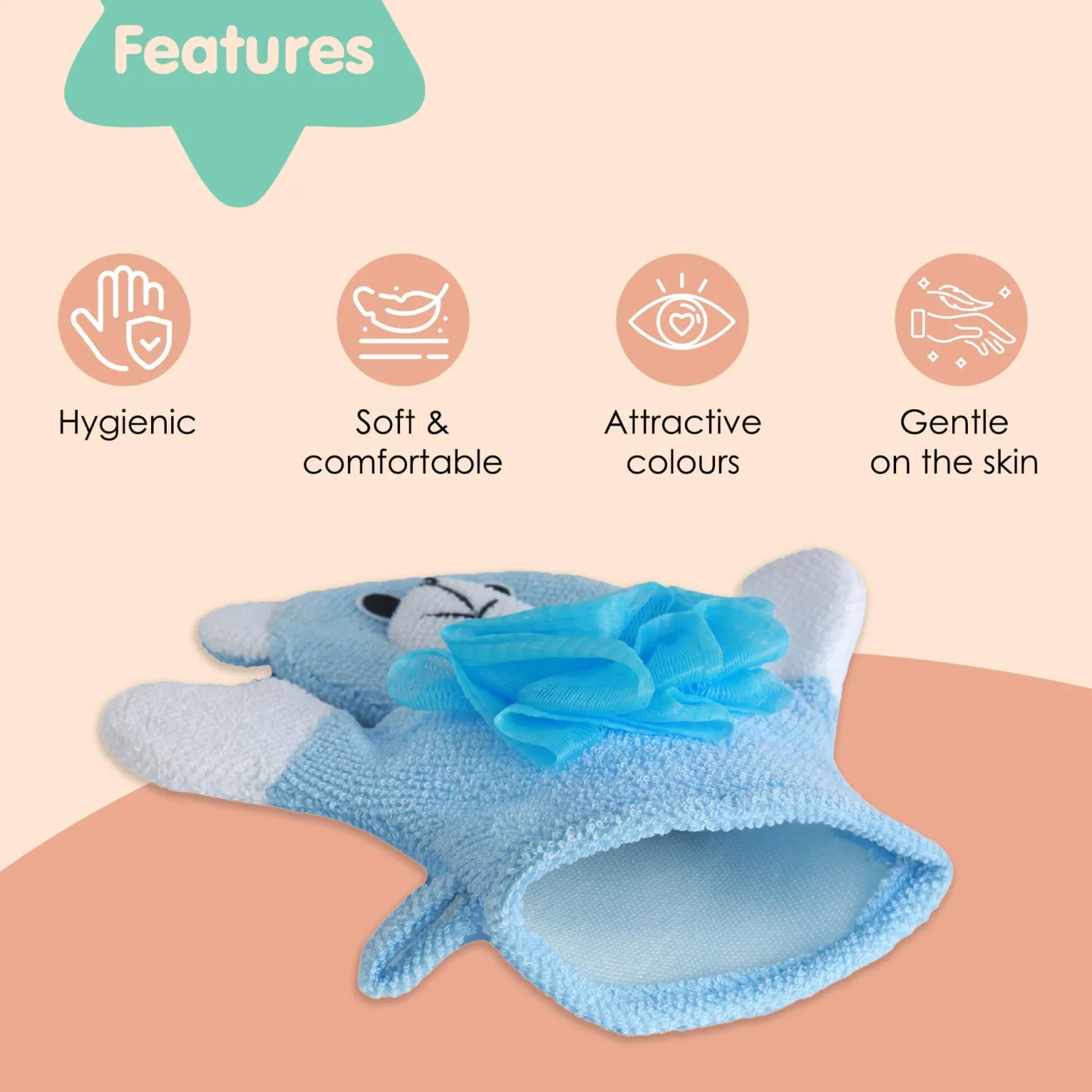 BFF Bear Blue Cartoon Bath Glove