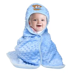 BFF Bear Blue Hooded Bubble Blanket