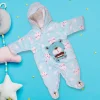 BFF Bear Blue Winter Quilted Hooded Romper