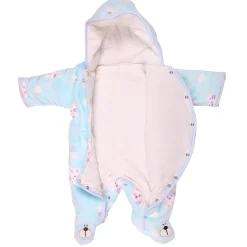 BFF Bear Blue Winter Quilted Hooded Romper
