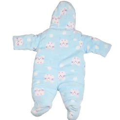 BFF Bear Blue Winter Quilted Hooded Romper