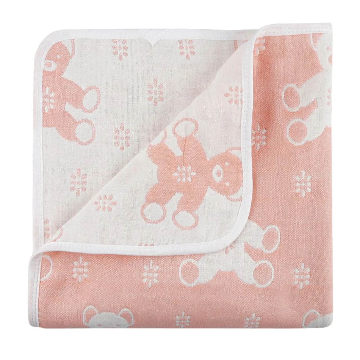 BFF Bear Peach Medium Muslin Blanket