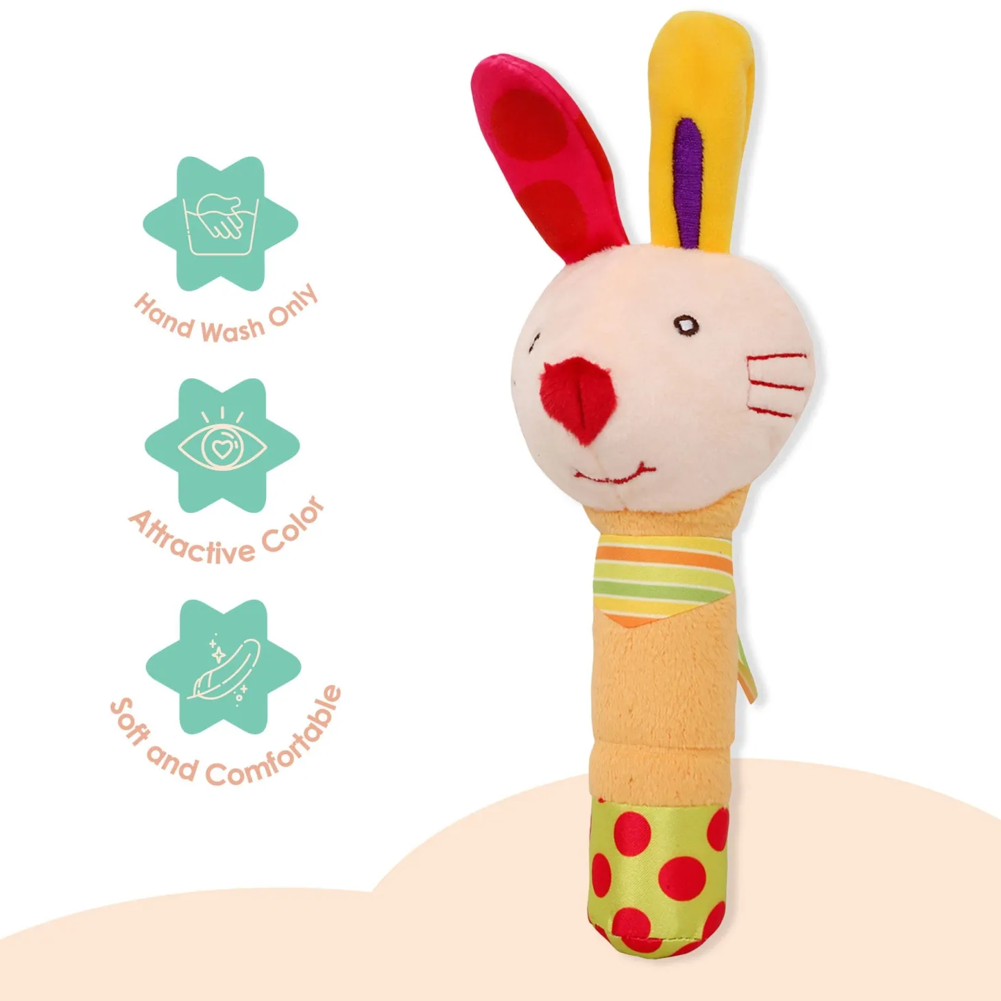 Big Earred Rabbit Multicolour Handheld Rattle