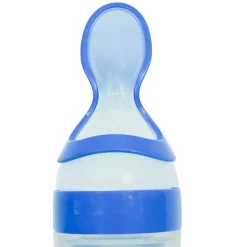 Blue 90 Ml Squeeze Bottle Feeder With Dispensing Spoon