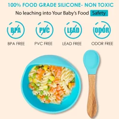 Blue Silicon Bowl And Spoon Set