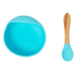 Blue Silicon Bowl And Spoon Set