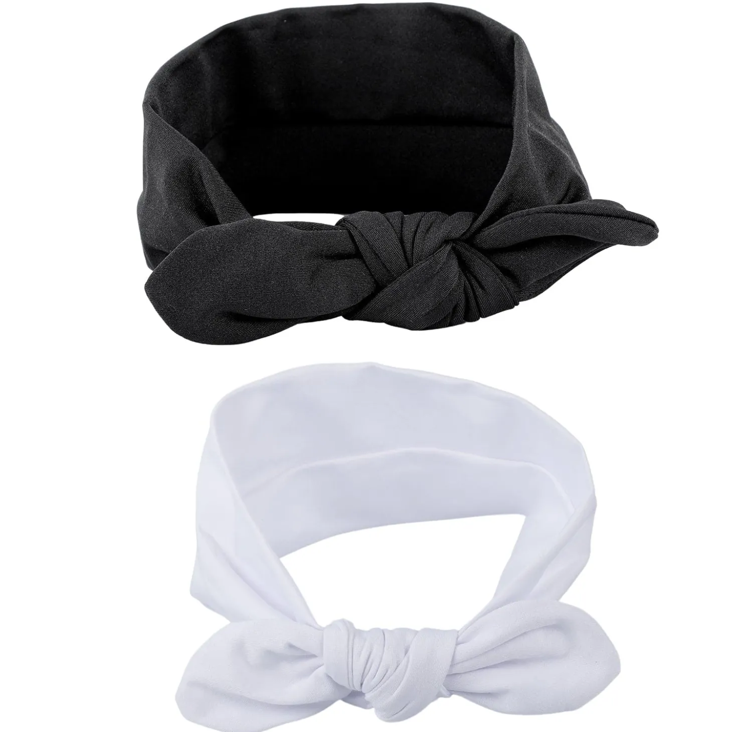 Bow Knot Headbands Set of 2 - White, Black