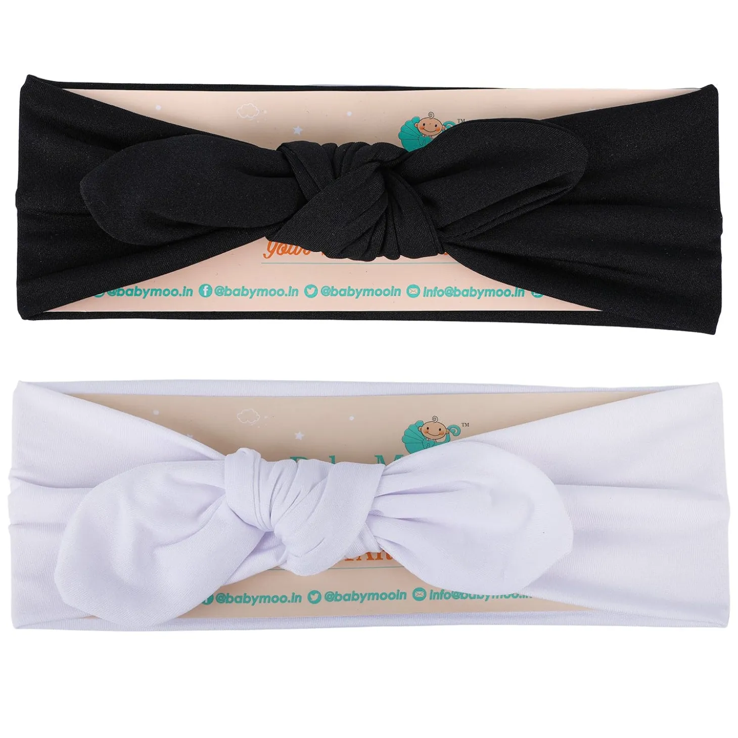 Bow Knot Headbands Set of 2 - White, Black