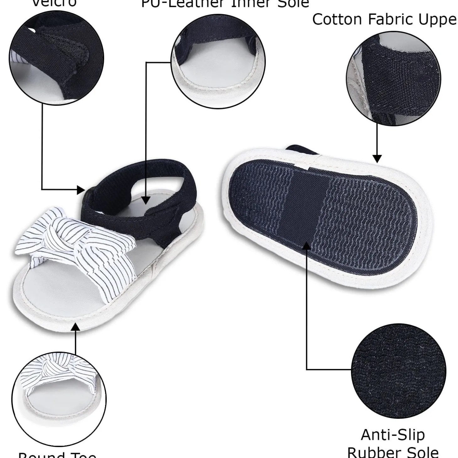 Bowknot Girls Premium Anti-Slip Sandals - White